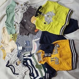 Assorted Striped And Graphic Onesies And More  0-3 M